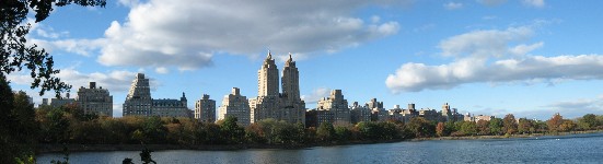 Panoramic view across the Jackie O Reservoir and Central Park