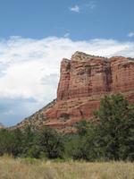 First of the crimson sandstone formations near Sedona...